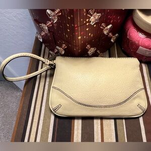 Cream Leather Wristlet